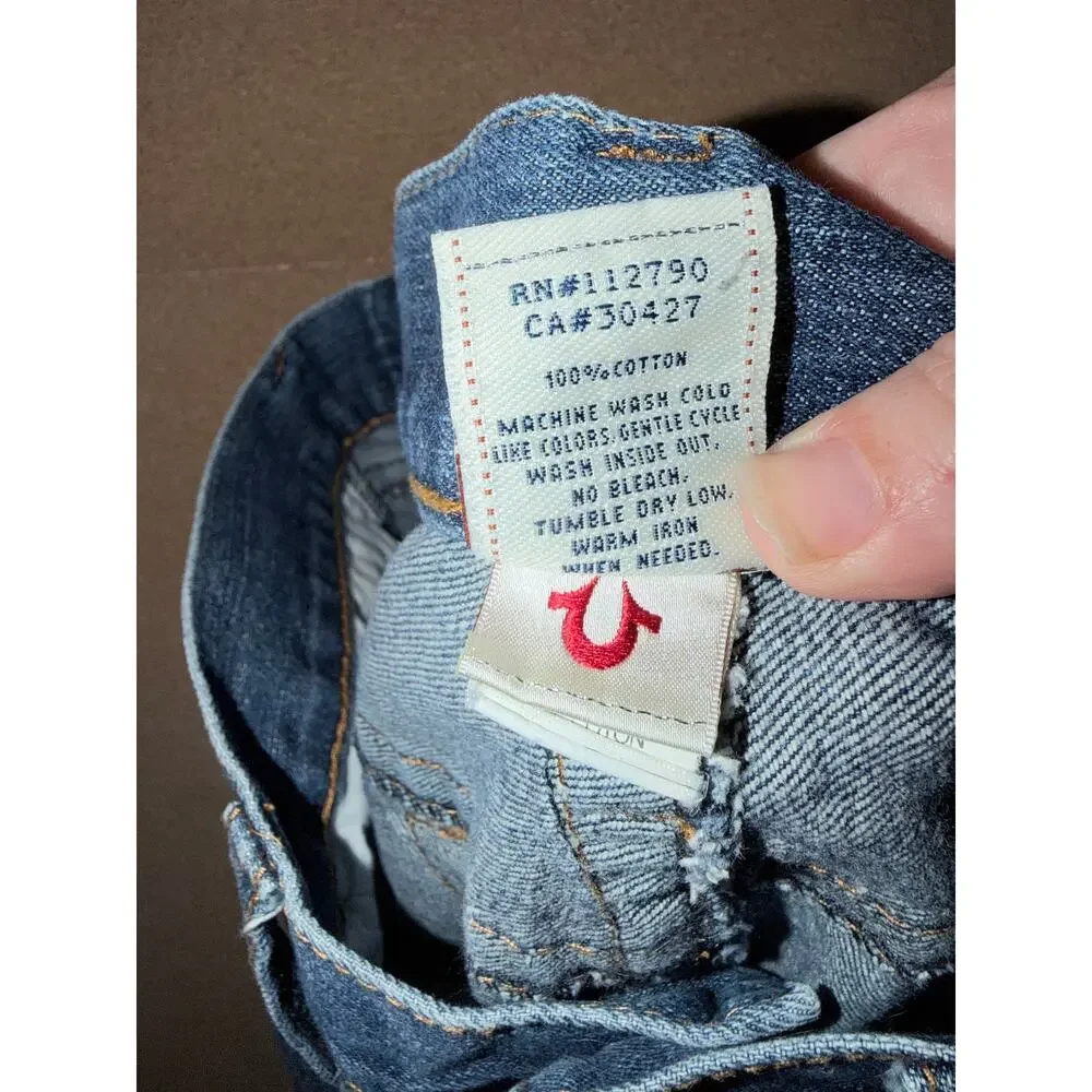 True religion men’s shorts jorts USA made 36 hemmed 100% blue jean denim cotton